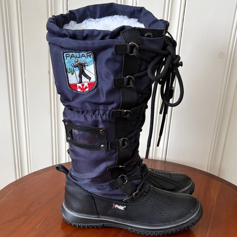 Pajar Navy Tall Lace-Up Waterproof Winter Boots Size 5-5.5 Like new